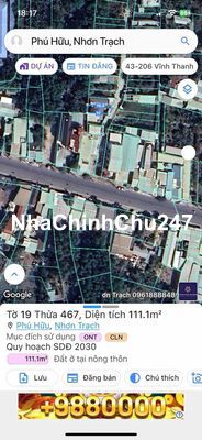 Bán đất thổ  cư 111,1m2 Ngay Phà Cát Lái