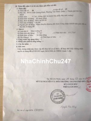 Chính chủ gửi nhà Quận 1 - TP HCM