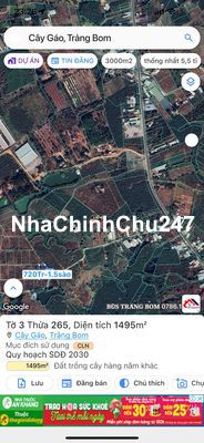 Bán Đất Chính Chủ 3 mặt tiền  1500m2 giá 685tr