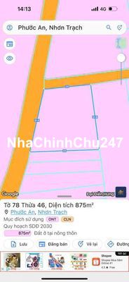 Bán đất thổ vườn 875m2 tặng nhà xưởng tại Nhơn Trạch Đồng Nai