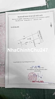 Bán nền đất QL N2 7x25 200m full thổ cư Tua 7 , hòa khánh đông đức hòa