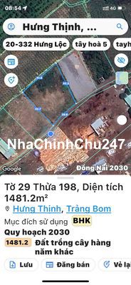 Bán 1500m2 làm xưởng kho bãi thích hợp có sẵn điện 3 pha đường 6m