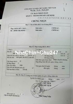 Bán nhà quận 4, chủ cần tiền bán gấp, nhà vị trí đẹp, ngang 8m, vuông