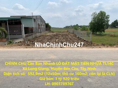 BÁN LÔ ĐẤT MẶT TIỀN NHỰA TL14C Xã Long Giang, Huyện Bến Cầu, Tây Ninh