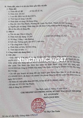 chính chủ bán gấp nhà MT 26 tân phước chợ vải 4 lầu giá 7.8 tỷ