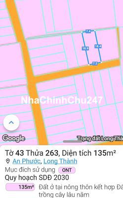 Đất 7,2x19m nở hậu, tôi cần bán, gần QL51, đường xe hơi