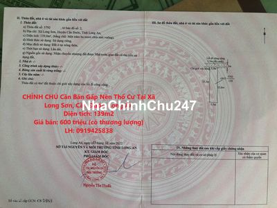 CHÍNH CHỦ Cần Bán Gấp Nền Thổ Cư Tại Xã Long Sơn, Cần Đước, Long An