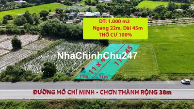 Nhanh tay: 1.000 m2 thổ cư mặt tiền Hồ chí minh, Đức Hòa.ko thể rẻ hơn