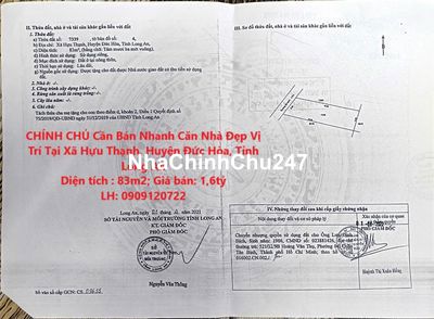 CHÍNH CHỦ Bán Nhanh Căn Nhà Đẹp Vị Trí Tại Huyện Đức Hòa, Tỉnh Long An