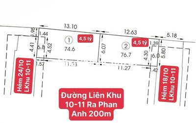 Chính chủ cần bán gấp 2 lô đất đường Phan Anh Bìn Tân & Tân Phú