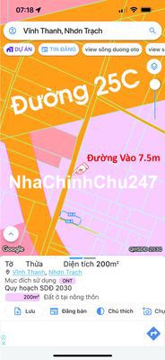 Đất Tìm Năng Nhơn Trạch, 1/ Đường 25C, 200m², Full Thổ Cư, Giá Tốt !