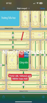 Th12-26, 105m2 giá chỉ 980tr , đường 25c(76m), Mega City 2, ĐN