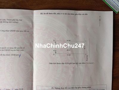 CHÍNH CHỦ BÁN ĐẤT Ở TIỀN PHONG MÊ LINH