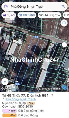 Chính chủ bán đất Phú Đông 554m có 50m thổ cư