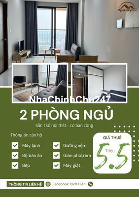 2 phòng ngủ có sẵn nội thất 5tr5 gần Aeon Bình Dương