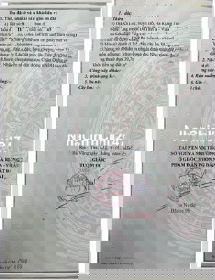 CHỦ NG.ỘP NH GỬI BÁN NHANH LÔ ĐẤT Ở TT PHƯỚC HẢI - BRVT CŨ CHỈ TỪ 1TY2