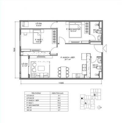 Chính chủ bán căn 2pn, 80m2 hướng Nam tầng đẹp tại Usilk 104, Tố Hữu