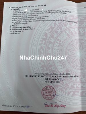 Chính chủ bán 323,5 m2 ngay sau lưng UBND phường Lộc Hưng (cũ)