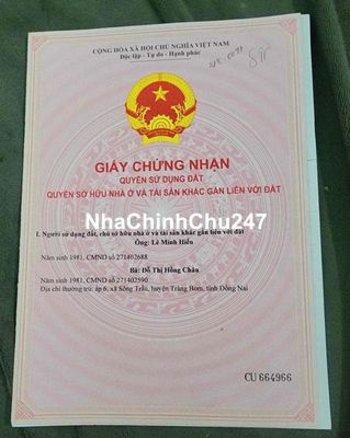 BÁN ĐẤT MẶT TIỀN CHÍNH CHỦ ĐƯỜNG NGUYỄN HOÀNG XÃ TRẢNG BOM ĐỒNG NAI