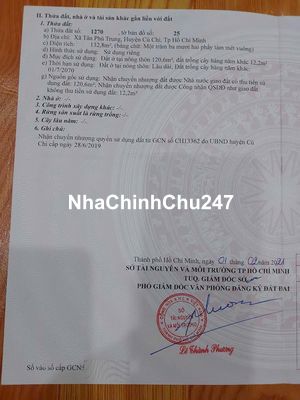 Chủ trước mua 1tỷ350, nay hạ giá 900triệu sang tên đất thổ cư, củ chi