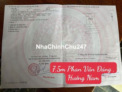 Chủ gởi bán đất đường 7,5m Phan Văn Đáng - Hòa Xuân - Hướng Nam,
