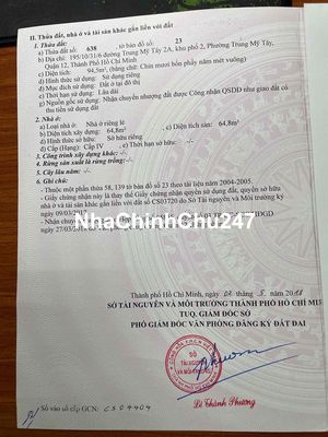 chính chủ rao bán căn nhà HXH 195/10 Trung Mỹ Tây 2A