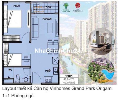 Chính chủ cần bán 1PN+ tại Origami Vinhomes Grand Park. Sẵn sổ lâu dài