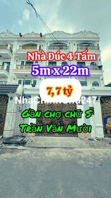 BÁN NHÀ MẶT TIỀN ĐÚC 4 TẤM 5M X 22M GẦN CHỢ CHỮ S TRẦN VĂN MƯỜI