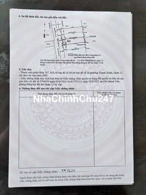 ĐẤT CHÍNH CHỦ. ( THẠNH XUÂN 52 )