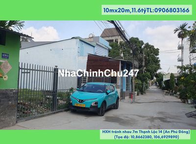 Bán đất chính chủ,10mx20m,HXH tránh nhau 7m Thạnh Lộc 14 (An Phú Đông)