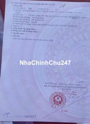 Chính chủ bán đất thổ cư-Phường Ninh Chữ Khánh Hoà