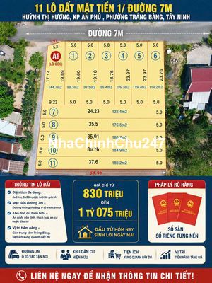 Chủ gửi bán đất thổ ODT 120m2 giá 830Tr ngay TT Trảng Bàng