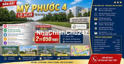 Chủ hạ giá cần bán gấp Mỹ Phước 4 -5C29 gần Đại học Việt Đức 150m²
