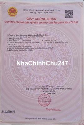 CHÍNH CHỦ CẦN BÁN NHANH ĐẤT TÂY NINH XÃ TÂN CHÂU
